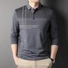 Весенне-осенняя новая футболка с длинными рукавами, мужская хлопковая рубашка поло с лацканами, деловая мужская верхняя одежда среднего возраста