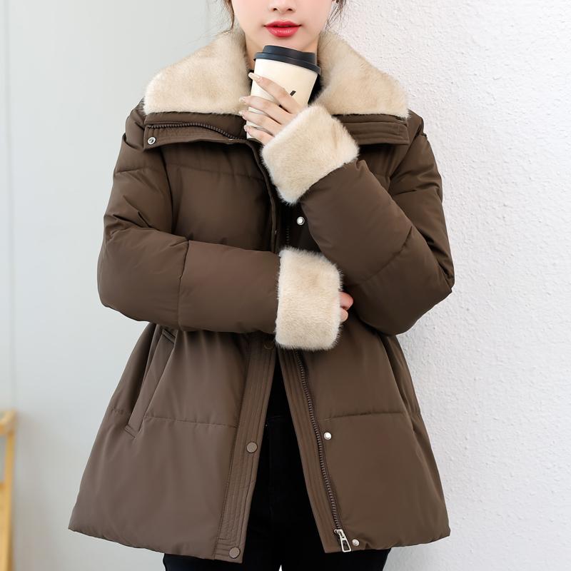 Fashion Winter Coat Female Warm Parkas Faux Fur Collar Casual Thick Women Jackets