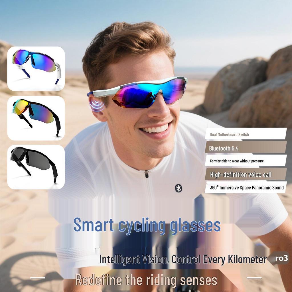Bluetooth-очки для езды на велосипеде QY-pro03: Умные очки для спорта на открытом воздухе с защитой от УФ-излучения и функциями музыки/звонков