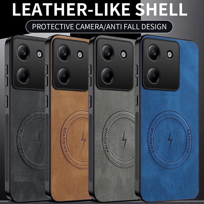 Роскошный магнитный беспроводной чехол для телефона Poco M7 Pro для Xiaomi Poco M7 Pro Противоударная матовая кожаная задняя крышка