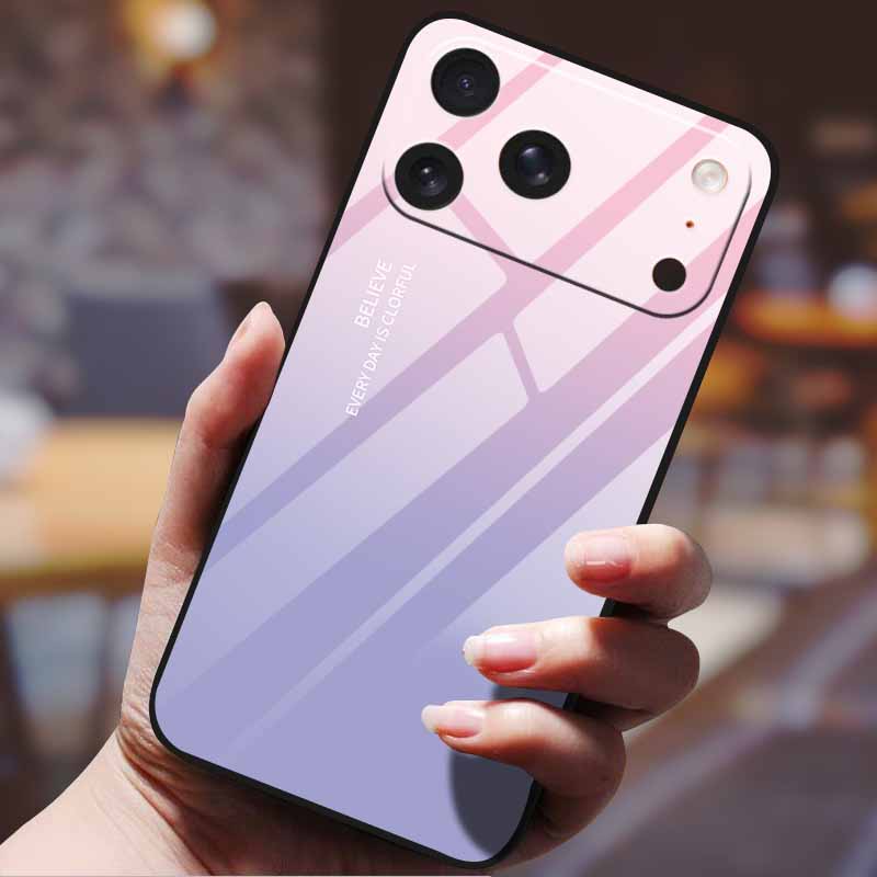 Градиентный чехол для телефона для iphone 17 pro max iphone17 Air Закаленное стекло Жесткая задняя крышка для Apple iphone17pro Узор в конфетных цветах