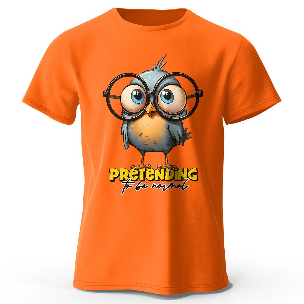 Asian Size Whimsical Cartoon Bird Doodle Print 100 Cotton TShirt Ultra Soft Round Neck Short Sleeve Tee For Unisex WOMEN