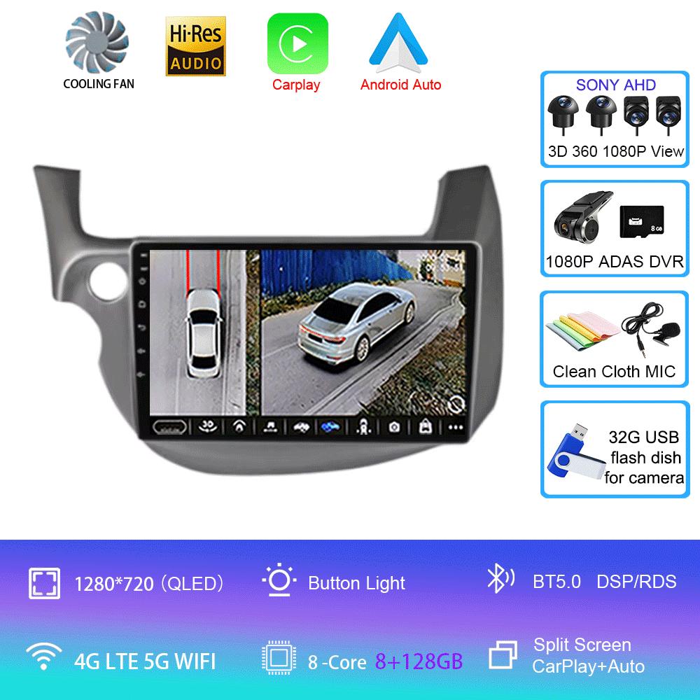 Android14 video Player Car Stereo Radio Multimedia Wireless Carplay Android Auto For HONDA FIT JAZZ 2008 - 2013 AUto GPS WIFI+4G