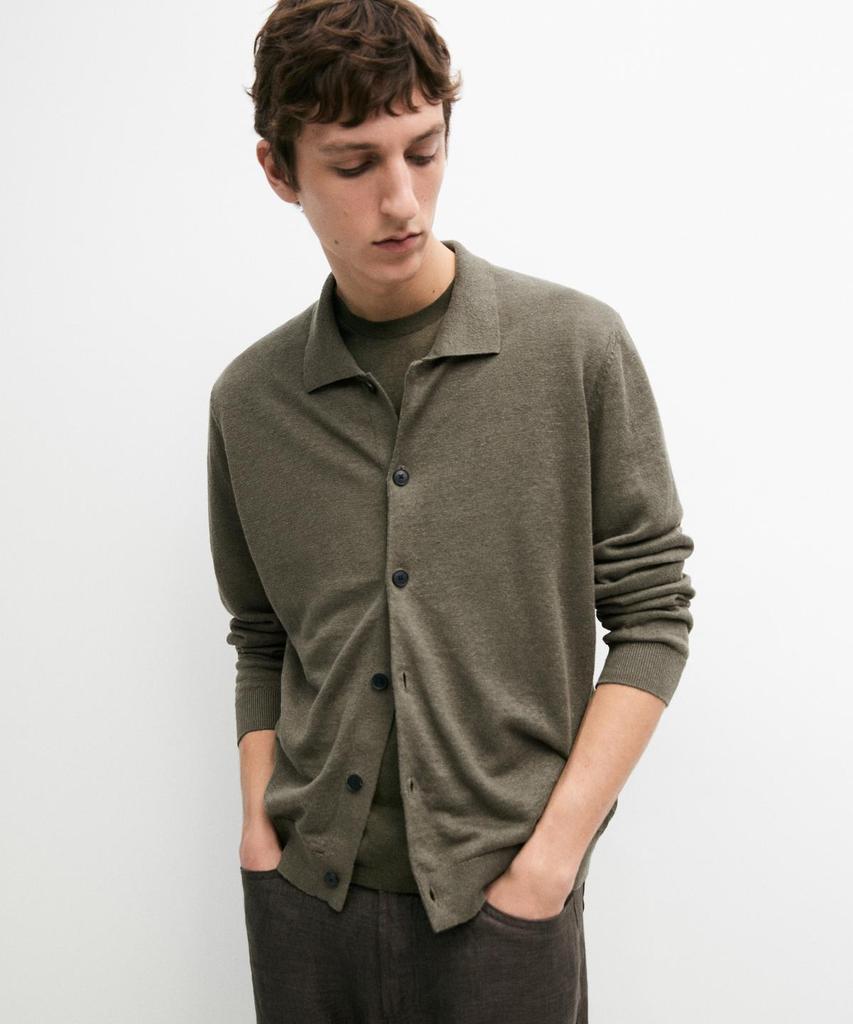 Кардиган Massimo Dutti из льняного трикотажа на пуговицах