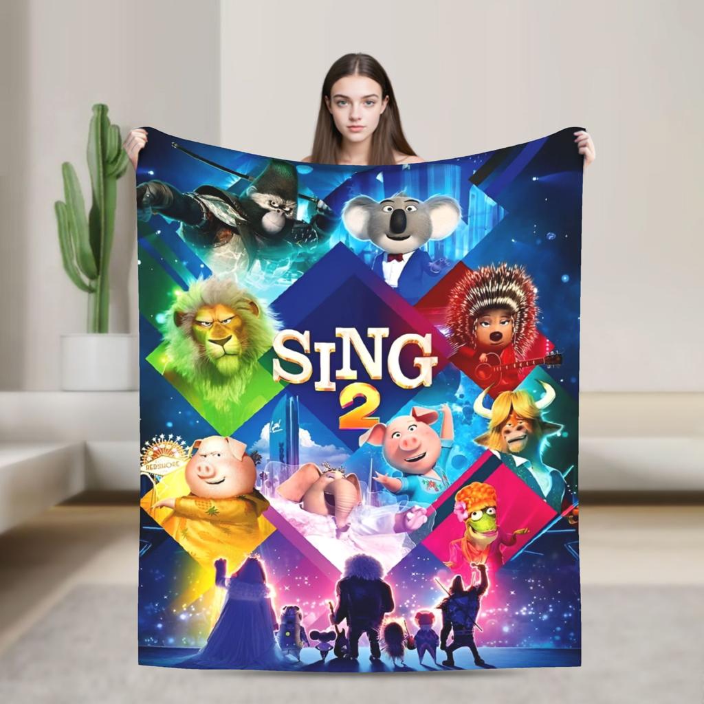 Мягкие теплые одеяла для путешествий на самолете Sing 2 Все персонажи Плед Покрывало для гостиной Забавная накидка на диван-кровать