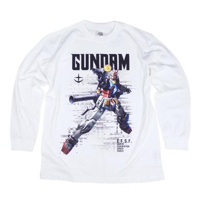 [EVERSOUL] Футболка с длинным рукавом Mobile Suit Gundam GUNDAM RX-78-3 Силы Земной Обороны Mobile Suit Zaku Char Аниме Товары Подарок Мужская Белая Размер M [Parall