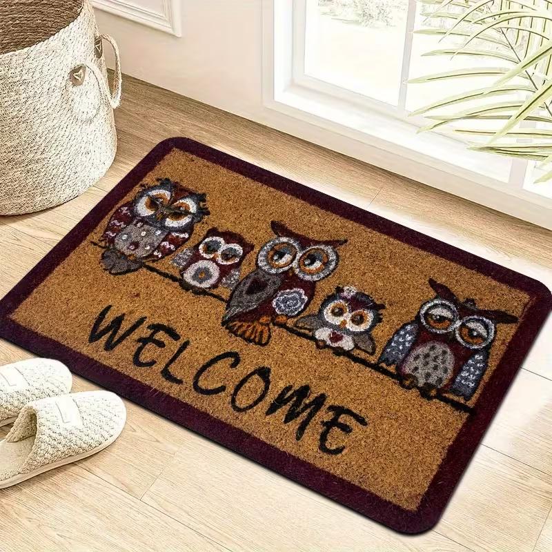 Owl Welcome Mat Non-Slip Doormat for Living Room, Dining Room, Bedroom Decor - Perfect for Welcoming Guests at the Front Door