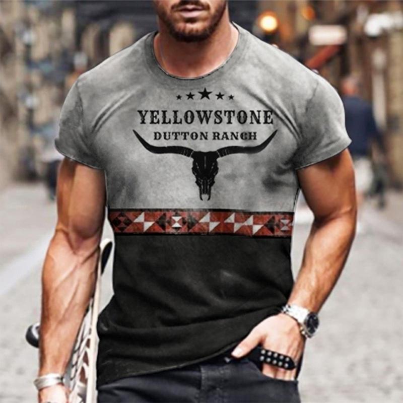 Винтажная мужская футболка Йеллоустонский национальный парк, футболки с 3D принтом, футболка большого размера с короткими рукавами, уличная уличная одежда, топы, одежда