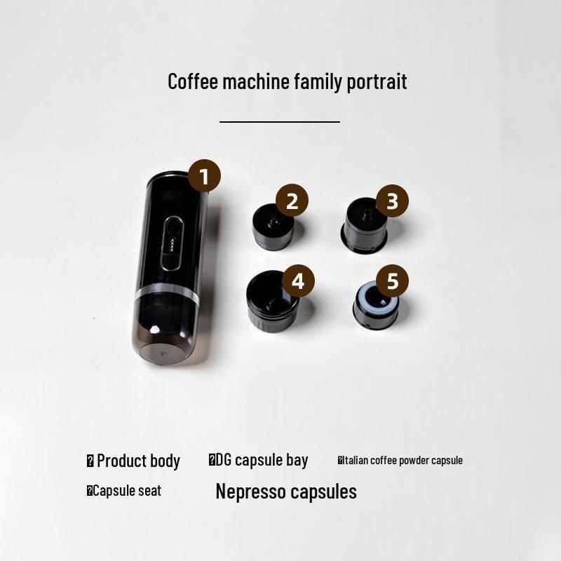 Portable Wireless Espresso Machine for Cars: Fully Automatic Italian Capsule Coffee Maker