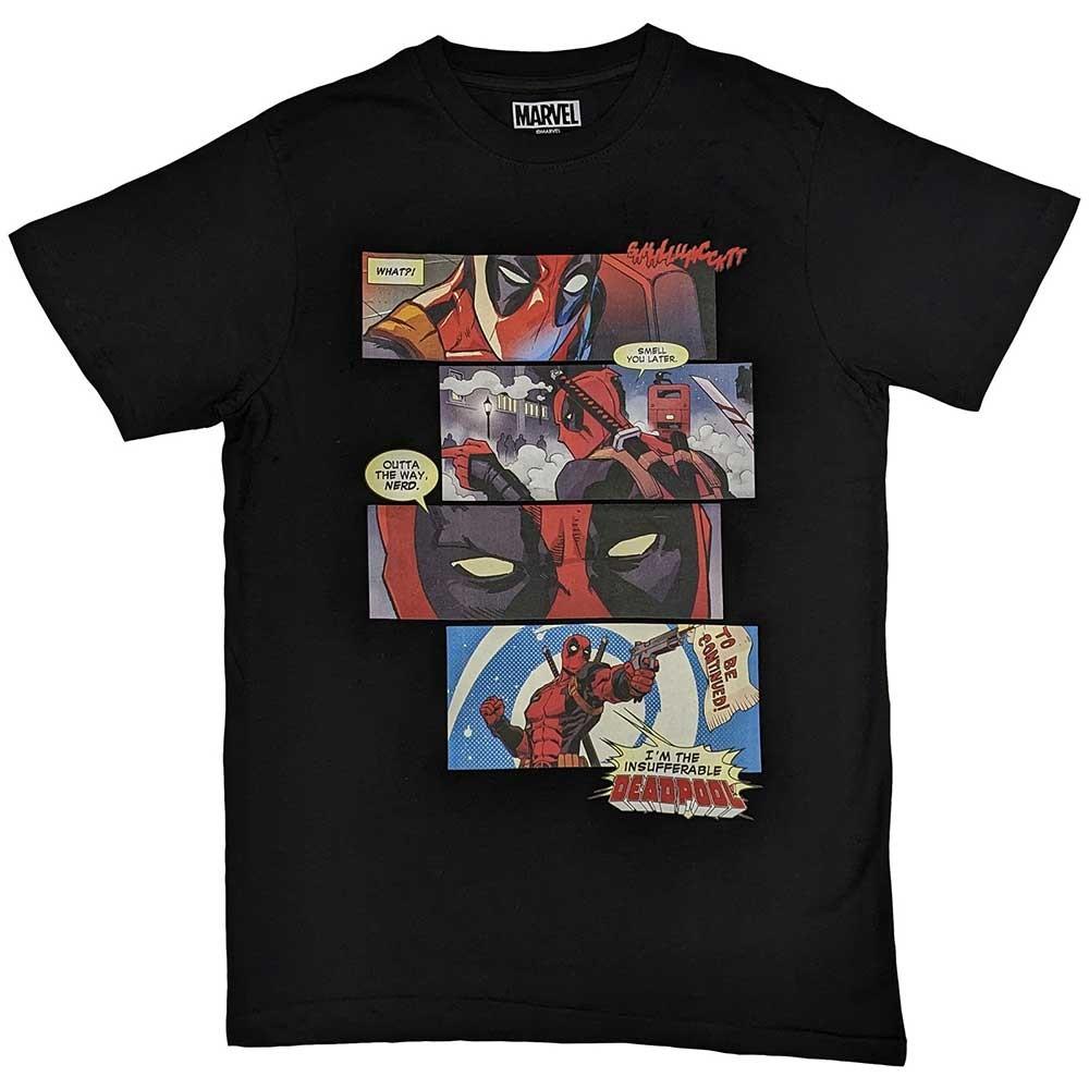 Marvel Comics Unisex T-Shirt Deadpool Strips Black (S)