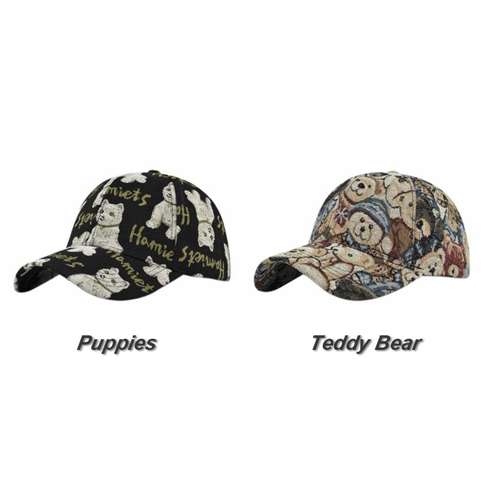 Little Bear Print Unisex-Teens Caps Dog Print Cotton Snapback Caps Fashion Hip Hop Vintage Hat