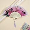 Silk Hand Fan Colorful Shank Classical Dance Fan Vintage Folding Fan  Clothing Accessories