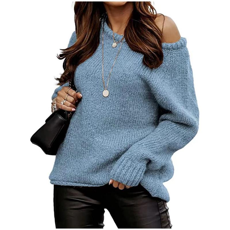 Autumn Women Casual Long Sleeve Sweaters Crew Neck Pure Color Soft Ribbed Knitted Oversized Loose Pullover
