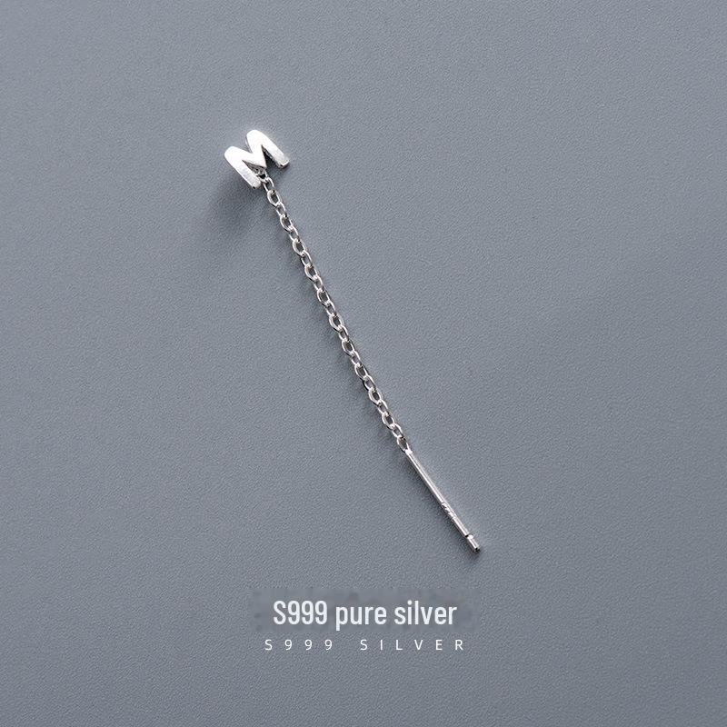 Серьги-буквы Banyan Tree S999 из стерлингового серебра для женщин — модный холодный стиль 2023 года