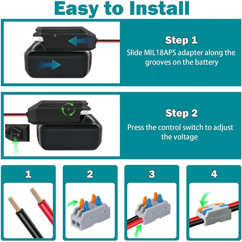 18V To 5-13V Step Down Converter For Makita/Dewal/Milwauke/Bosch/Einhel 18V Battery Cigarette Lighter Adapte Voltage Regulator