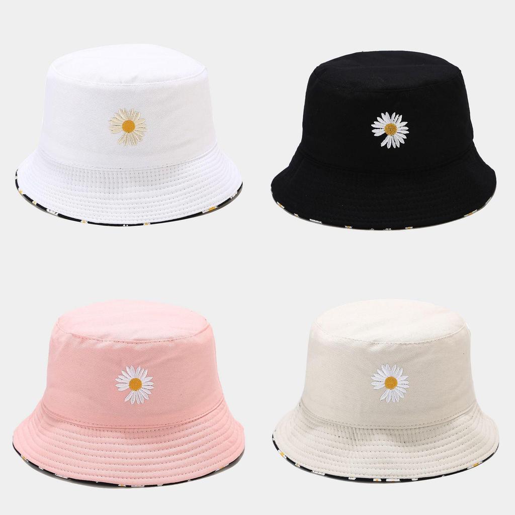 Двусторонняя рыбацкая шляпа в корейском стиле с принтом ромашек и короткими полями для весны и осени