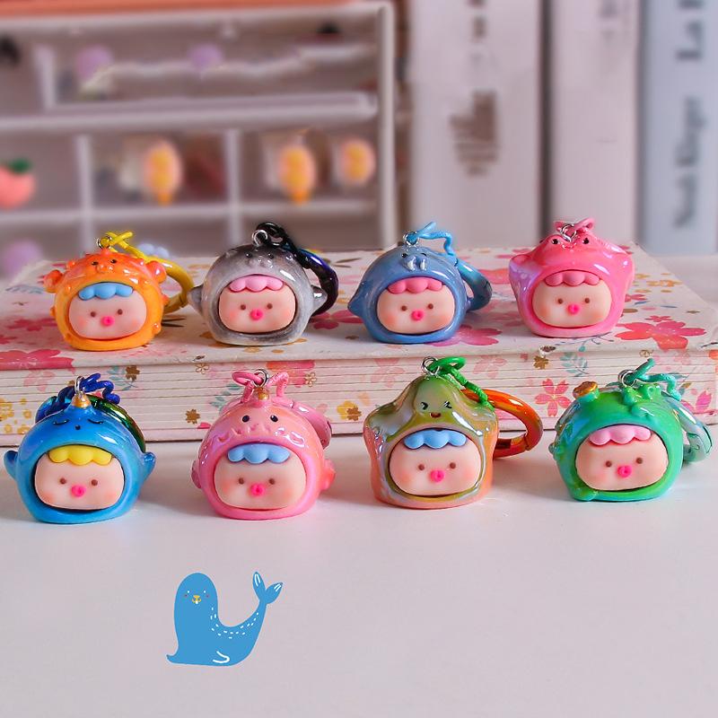 Kawaii милый брелок мультфильм стереоскопический смола океан кукла брелок кулон рюкзак украшения аксессуары подарки