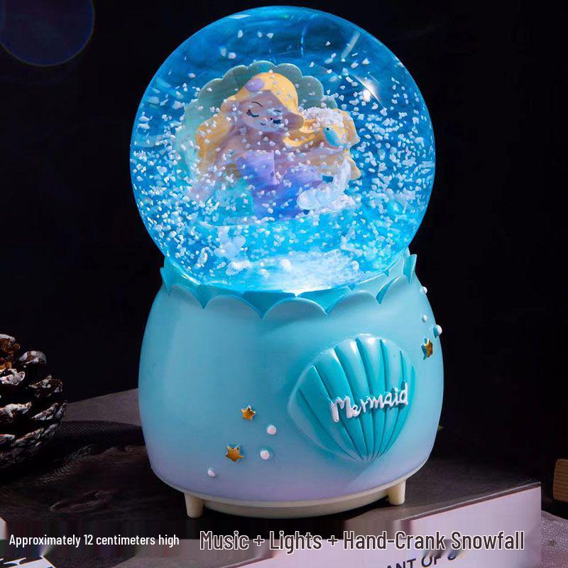 Crystal Ball 8-Note Music Box with Snowflakes and Light-Up Feature – Ideal Birthday Gift for Girls, Children, and Best Friends