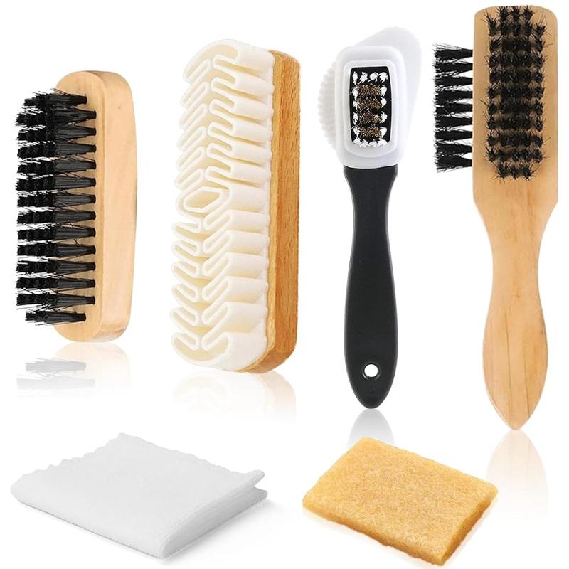 6pcs Brass Nylon Bristle Suede Brush for Shoes Stain Removal Cleaning Tools