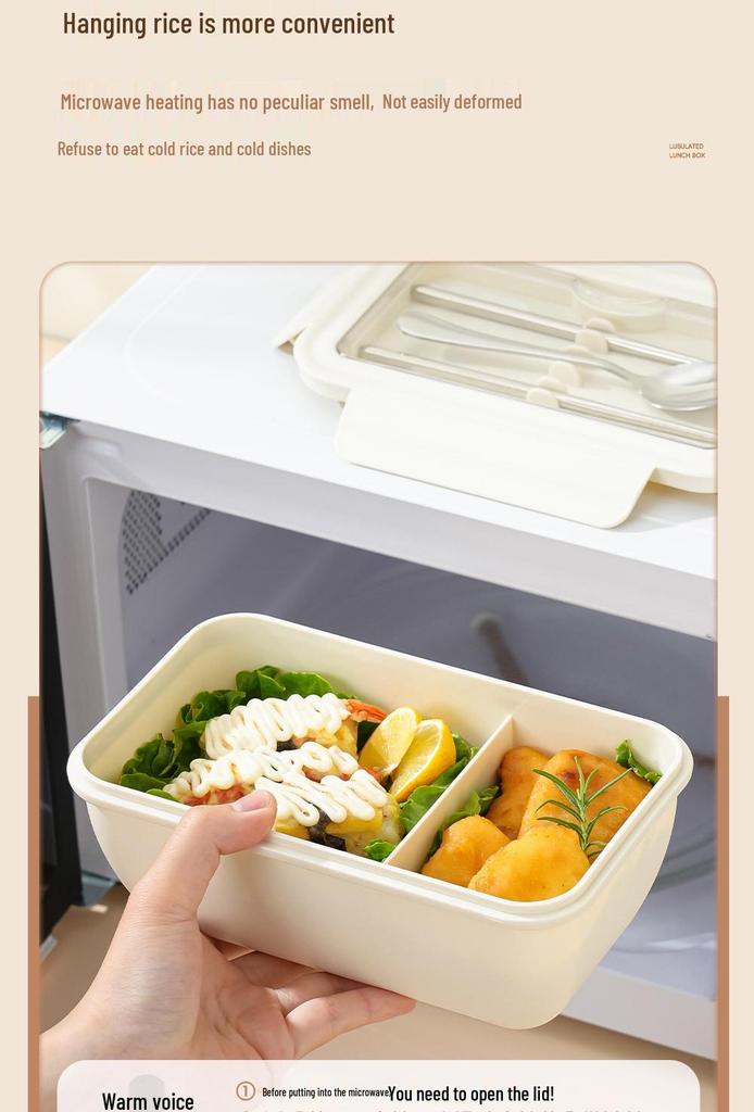 Microwaveable Japanese Bento Box for Office & Students - Fresh-Keeping, With Spoon & Chopsticks, Convenient Compartmented Lunch Box