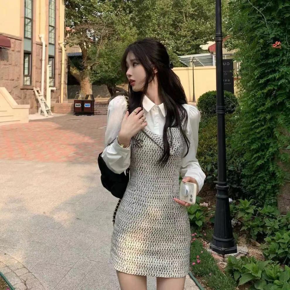 Sweet Spicy College Style Long Sleeved White Shirt Women Autumn Waist Cinching Slim Effect Uniform Shirt Unique Design and Chic Top