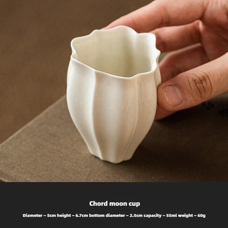 Antique Plain White Lotus Teacup Ancient Plant Ash Petal Smelling Cup Household Tea Ceremony Craft Main Single Cup Ceramic Tea