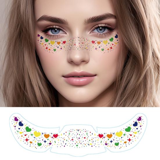 Радужный фестиваль наклейки на лицо Металлические веснушки Наклейки в виде сердечек Водостойкие временные татуировки для вечеринок фестивалей фотобудок