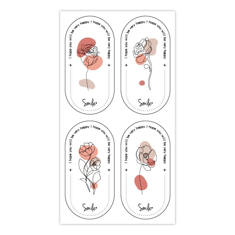 100 наклеек/упаковка Овальной формы, Цветочные наклейки, Наклейки для запечатывания подарочных коробок, Упаковочные наклейки, Самоклеящиеся наклейки-этикетки