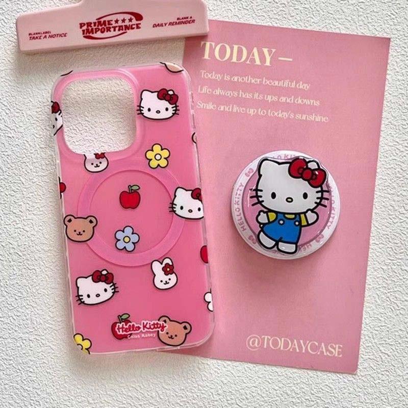 Магнитный чехол-держатель Hello Kitty с эффектом встряски для Samsung Galaxy S26 Ultra S25 S24 S23 S22 Plus Ultra FE 5G