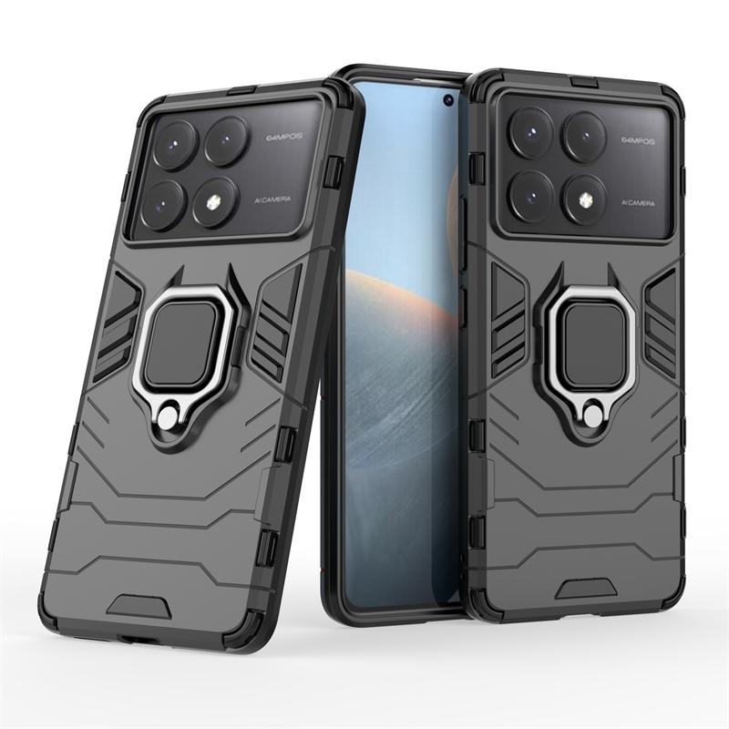 For Cover Xiaomi Poco F6 Pro Case For Poco F6 Pro Capas Phone Back Armor PC Bumper Ring Holder Magnetic Cover Poco F6 Pro Fundas