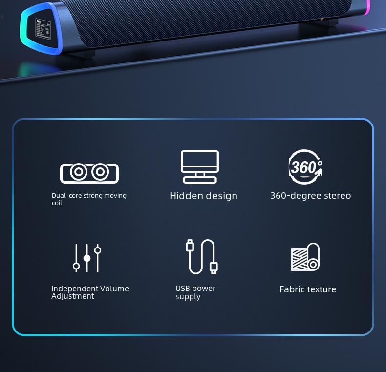 Bluetooth-саундбар Naiye: Двухканальная настольная аудиосистема с сабвуфером