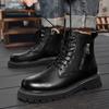 Мужские повседневные ботинки на шнуровке, на массивной подошве, из натуральной кожи, кожаные ботинки челси, мужские ботильоны на платформе, ботинки на толстой подошве, мотоботы