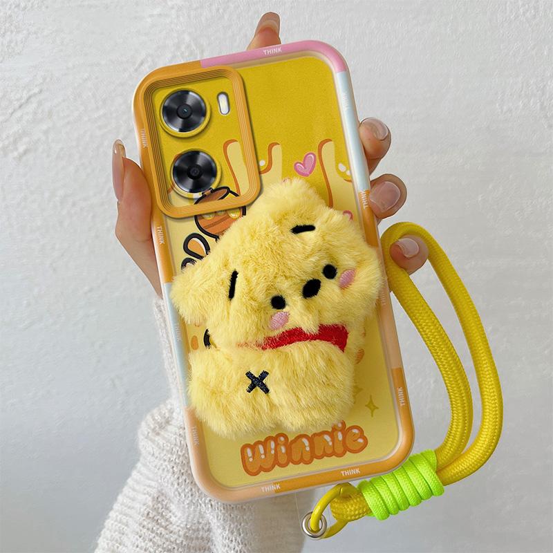 KEYSION Милый 3D мультяшный плюшевый чехол для OPPO A57 4G A57 S A77 с ремешком, силиконовый противоударный чехол для телефона Realme Narzo 50 5G