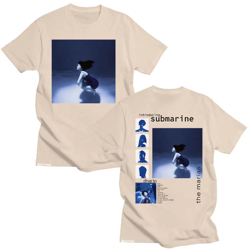 The Marias Submarine Popular Album Tshirts for WomenUnisex Trends Aesthetic Tee Summer Cotton Top Loose Breathable Clothes Tshirt