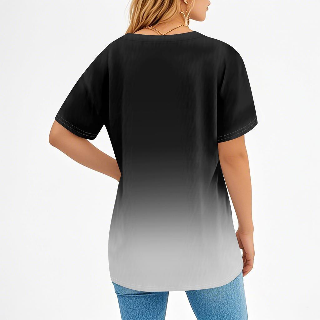 T Shirts For Women Pleated V Neck Dressy Casual Blouses Printing Short Sleeve Summer Tops Loose Fit