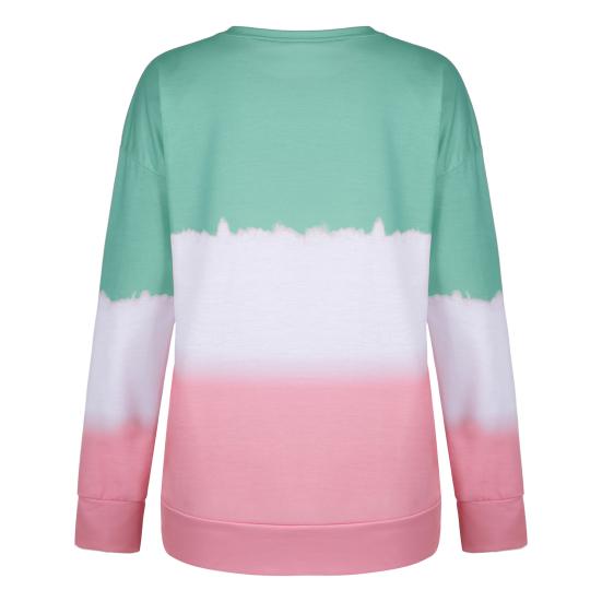 Женские топы свободного кроя весна-осень в стиле дорожных поездок футболка с принтом тай-дай градиентного цвета толстовка с круглым вырезом и длинными рукавами