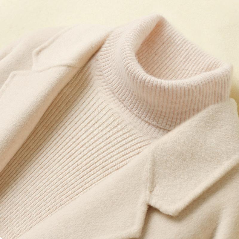 Осень-зима женский шерстяной свитер бесшовный водолазка кашемировый пуловер базовый тонкий трикотаж однотонная одежда топ