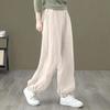 Женские модные повседневные брюки Весна Лето Свободного кроя Эластичная талия Хлопок Лен Зауженные брюки до щиколотки