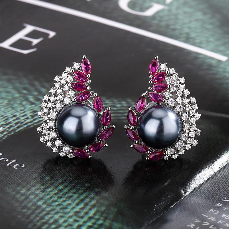 Ювелирные изделия Серьги-гвоздики Ювелирные изделия из жемчуга Серебряные иглы S925 Серьги-гвоздики премиум-класса Ретро-мода Персональный цвет Цирконий Женские