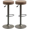 Set of 2 Swivel Bar Stools with Footrest and Adjustable Height, 35x36x64-85cm, Brown