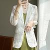 Thin Blazer for Women Summer Small Suit Hollowed-out Three-quarter Sleeve Suit Acetic Acid Satin Suit Top