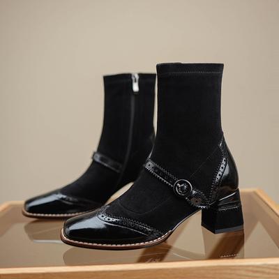 Модные женские ботинки Мэри Джейн из натуральной кожи, модные ретро ботильоны с пряжкой, квадратный носок, толстый каблук, ручная работа, осенне-зимняя обувь для женщин