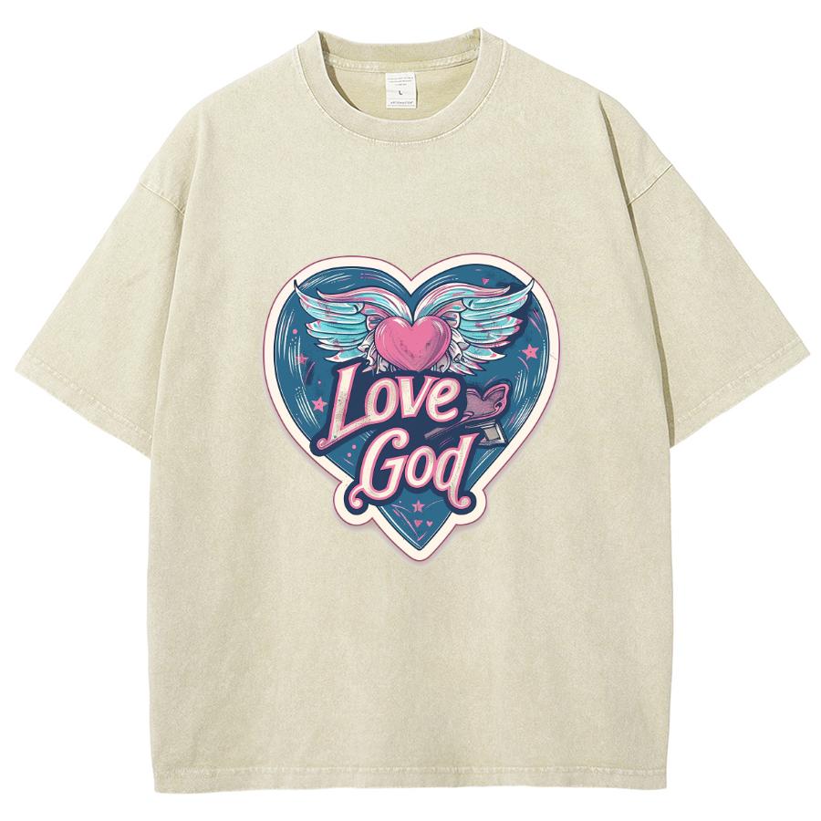 Женская футболка Y2K Girly Love God Alphabet Heart Print, свободный топ высокого качества с коротким рукавом большого размера