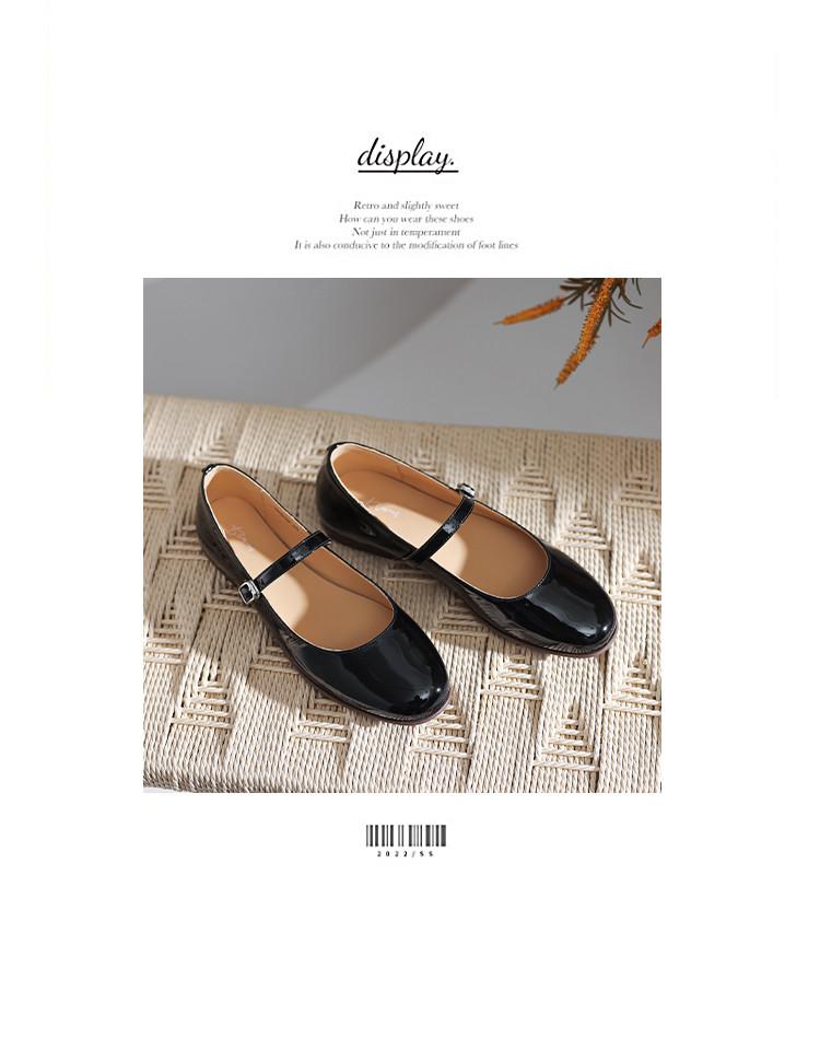 [Top layer cowhide] Spring 2026 round toe flat heel straight strap Mary Jane shoes women's singles shoes women