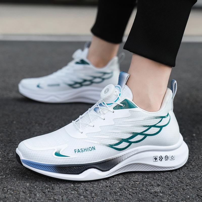 Rotary Buckle Sneakers Men's Platform 2025 New Breathable Mesh Running Shoes Anti-skid Youth Casual Shoes