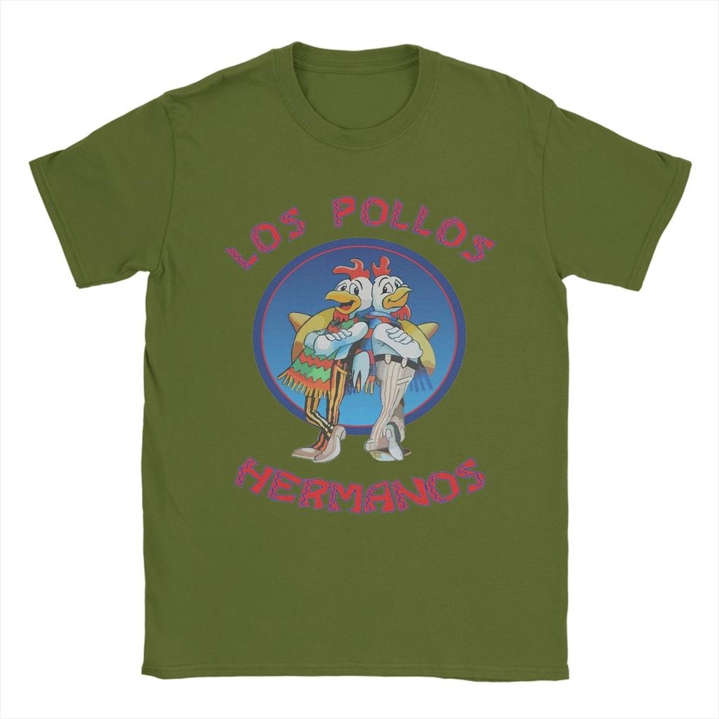 Los Pollos Hermanos Мужские Футболки Во все тяжкие Юмористические Футболки С коротким рукавом Круглый вырез Футболки 100% Хлопок Уникальные Топы