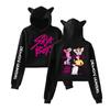 Streetwear Women Sexy KPop Demon Hunters Print Cropped Sweatshirts Oversize Loose Harajuku Pullovers Korean Casual Tops
