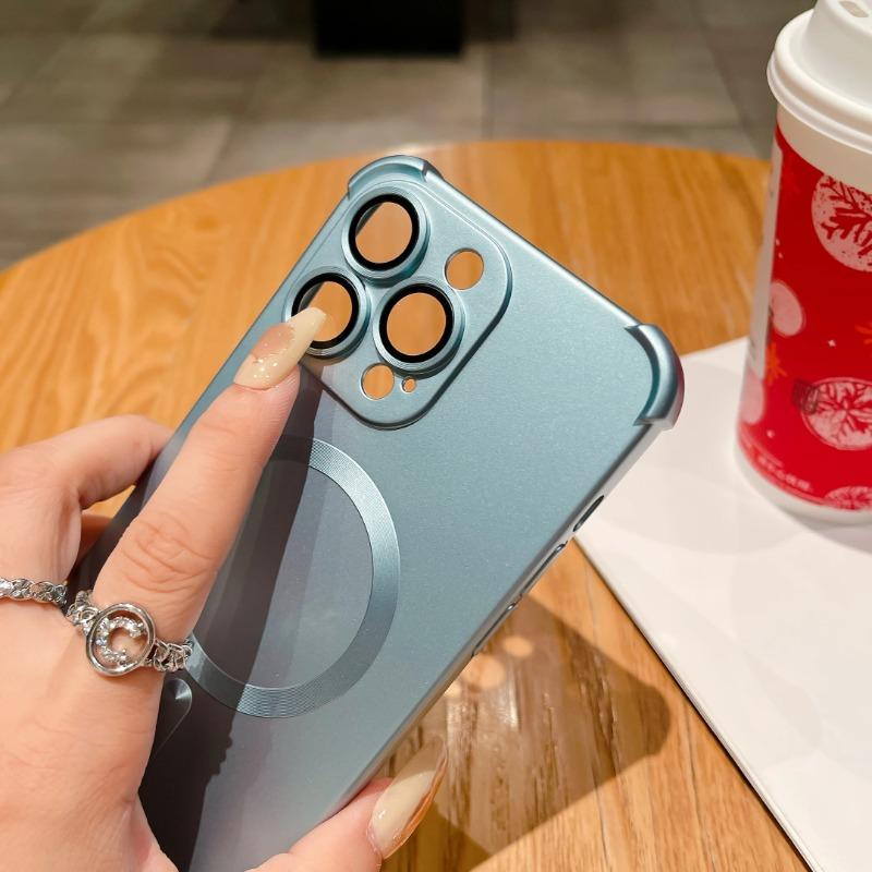 Силиконовый матовый мягкий защитный чехол для линз для iPhone 15 12 13 14 Pro Max 15 Plus для Magsafe, противоударный чехол с беспроводной зарядкой