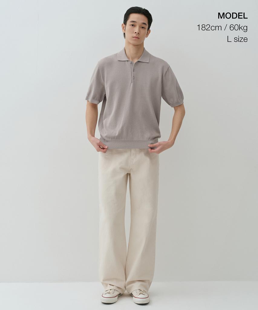 MUSINSA STANDARD Washable Supima Cotton Knitted Polo Shirt [Mushroom]