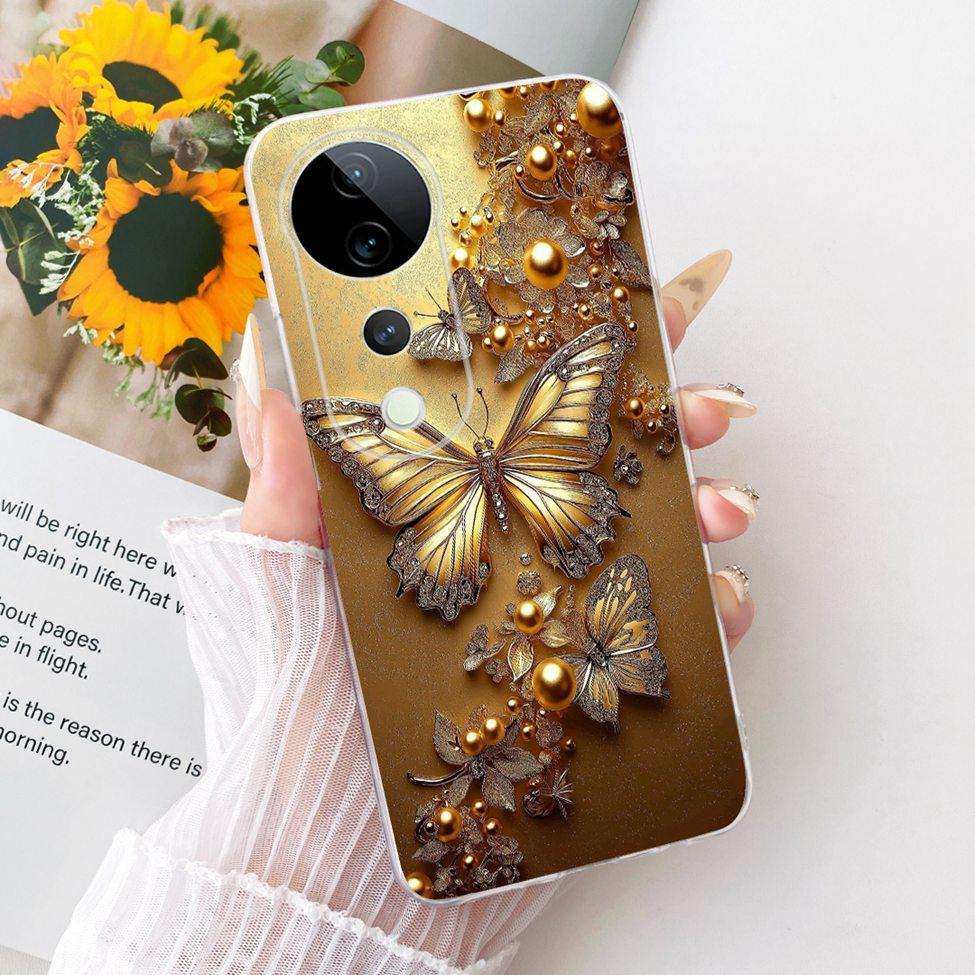Чехол Для Vivo S19 Pro Прозрачный Чехол Эстетичный Роскошный Милый Модный Цветок Смешной Расписной Funda Для Vivo S19Pro V2362A Обложка